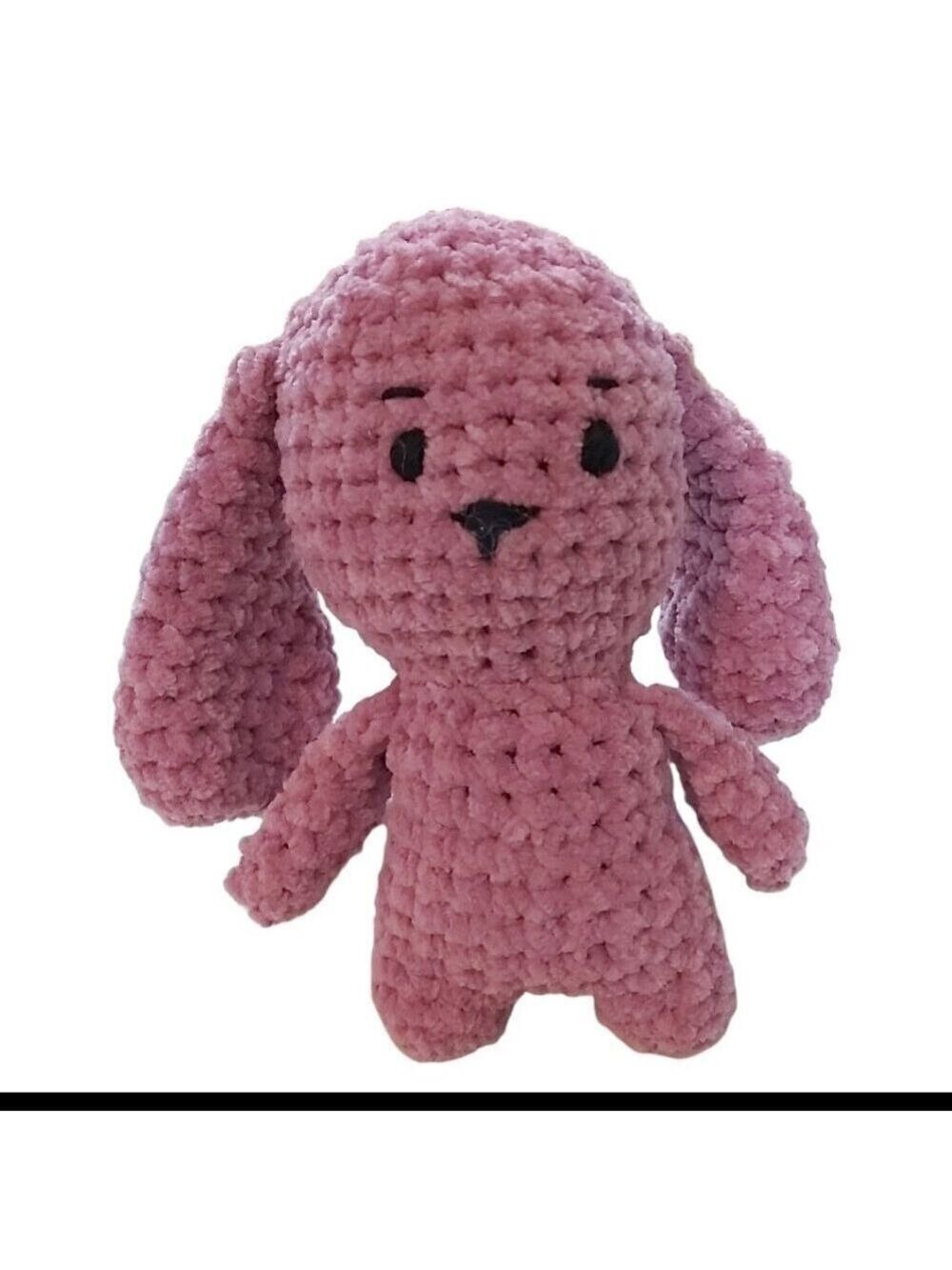 Handmade Crochet Pink Bunny-Chenille Yarn Amigurumi, 6 Inch, Cute Gift for Kids